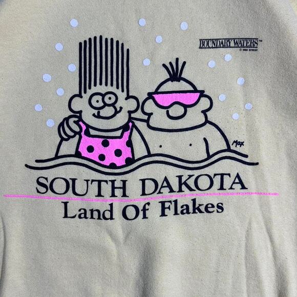 Vintage 80s South Dakota Boundary Waters Crewneck Mens Large Yellow Sweatshirt - Picture 3 of 6